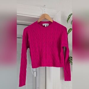 DKNY Fuchsia Cable Knit Sweater